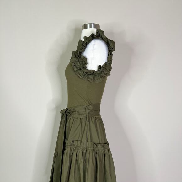 Karina Grimaldi | Rafaela Green Solid Ruffle Ribbed Revolve Tank Midi Dress XS - Picture 12 of 14